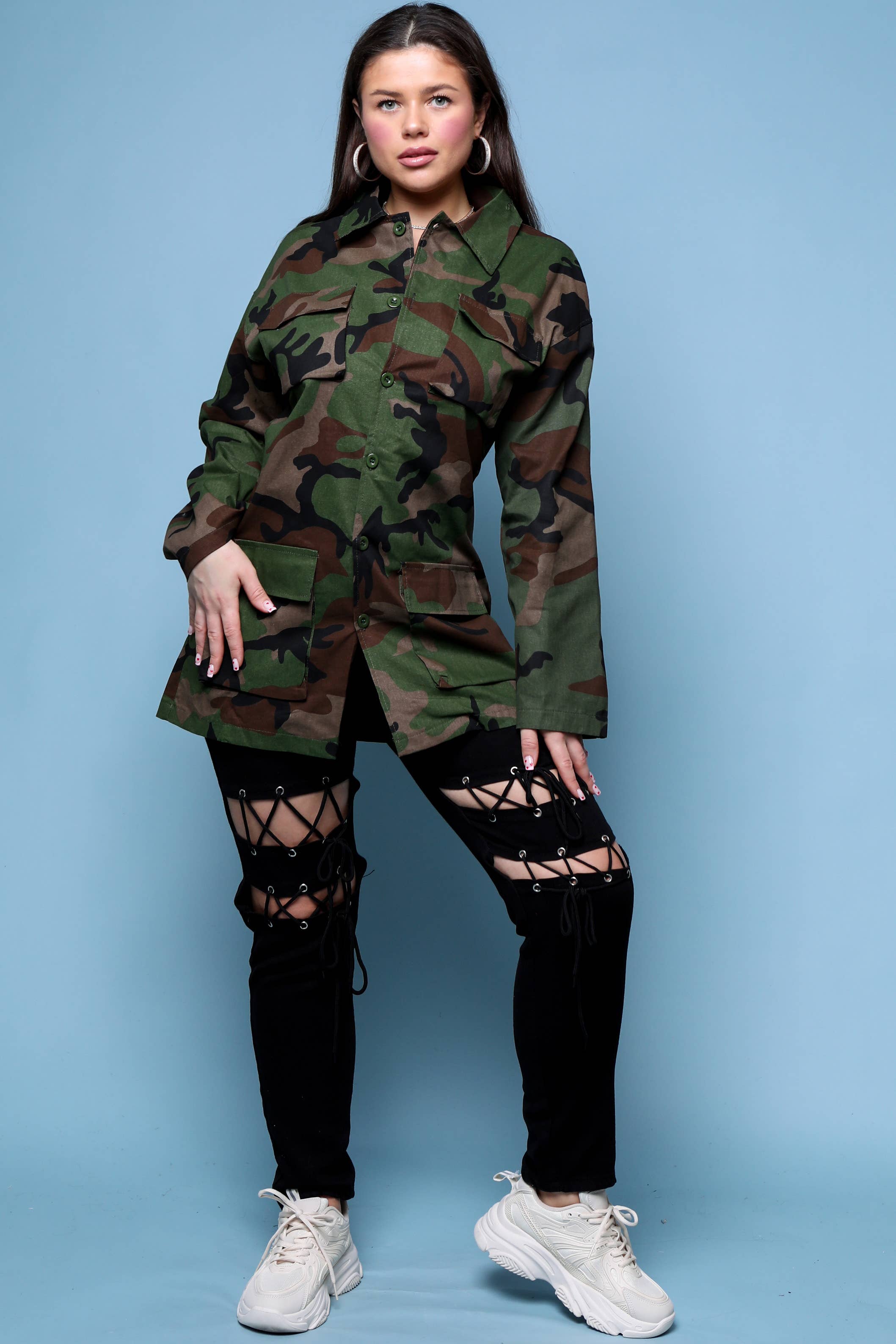 ARMÉN GRÖN bekväm kamouflagejacka, nödvändig avslappnad topp för wholesale på Faire12