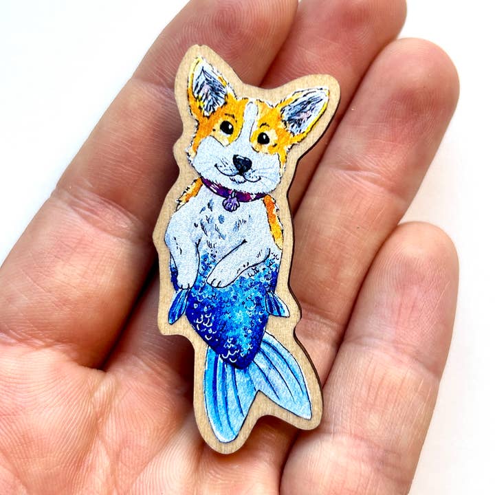Corgi Mermaid Magnet for wholesale by Aquabun