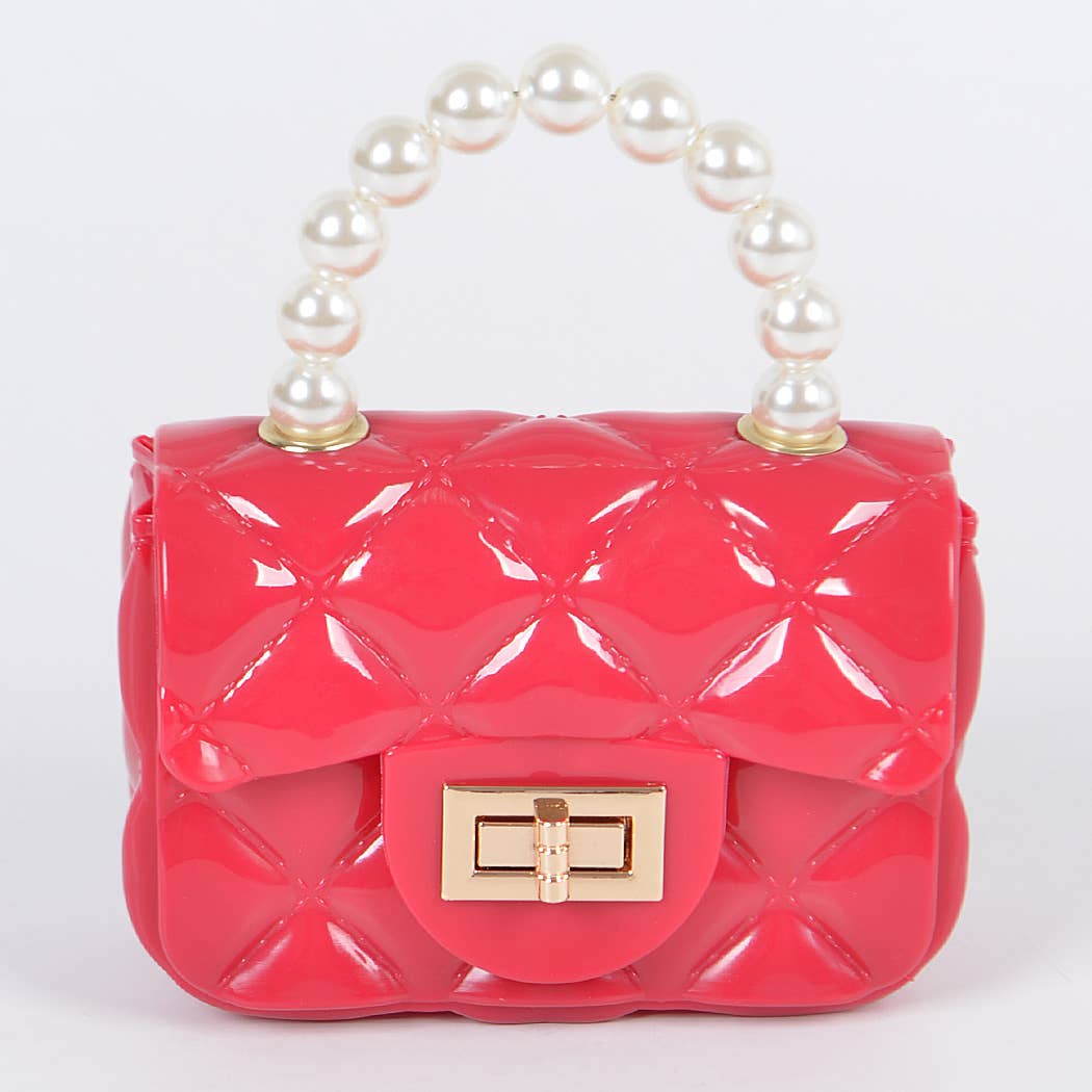 3AM BY H&D ACCESSORIES - Wholesale Top Handle Bag - Women's - Jelly Shiney Mini Bag W Imitation Pearl Handle0