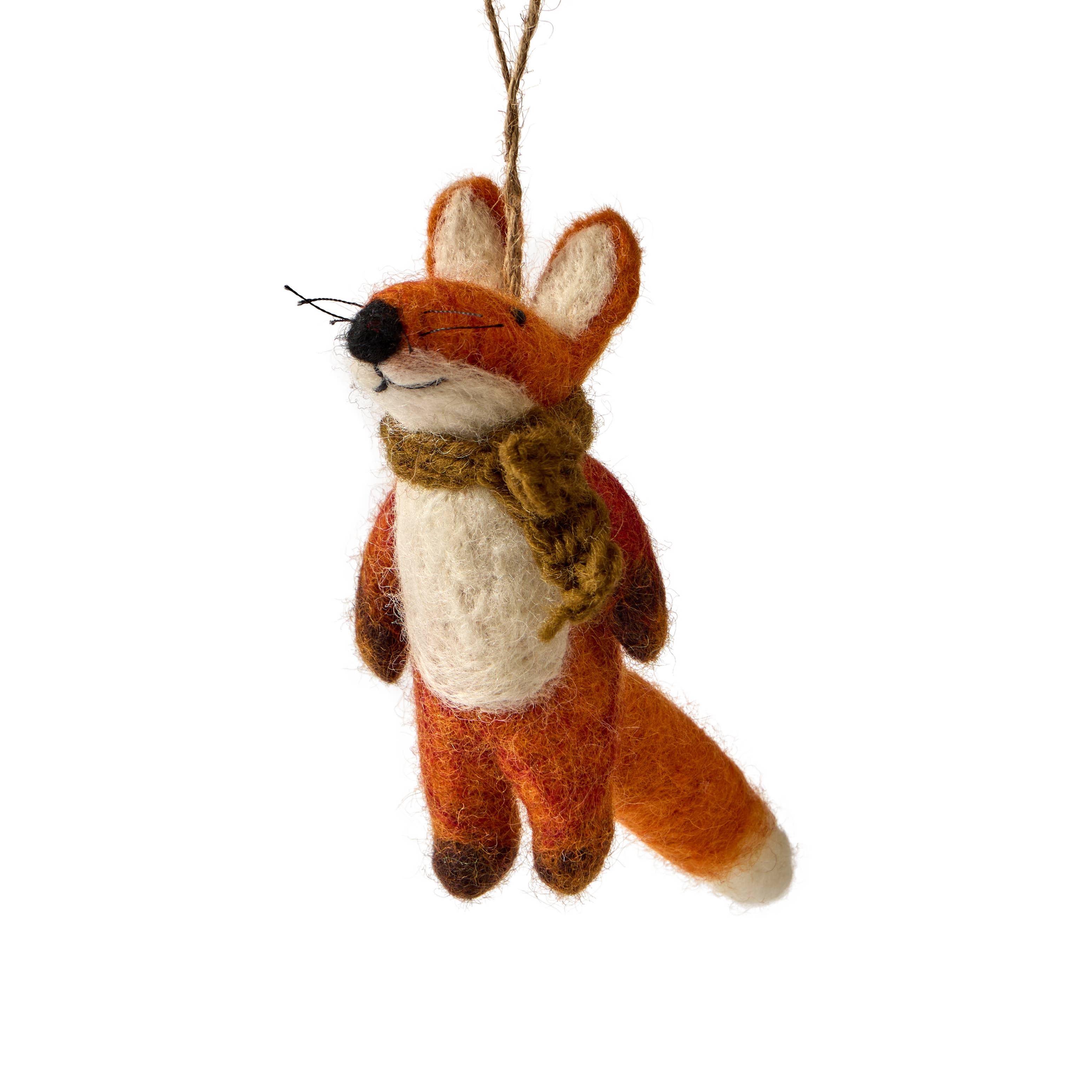 Sparkle Being – wholesale Ornament – Wool Felt Scarf Fox Ornament – Handmade in Nepal8