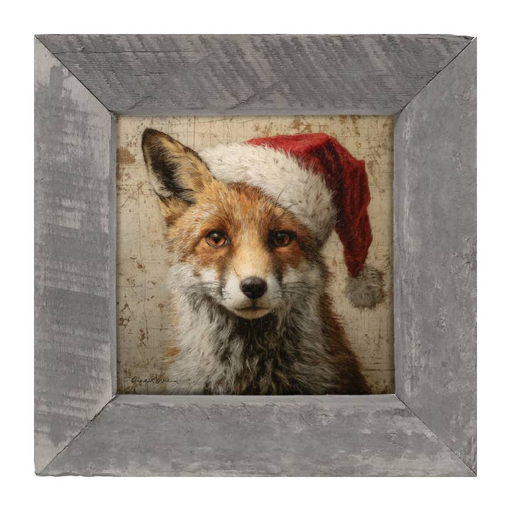 ginger blue - Wholesale Christmas Wall Art - Santa Hat Fox3