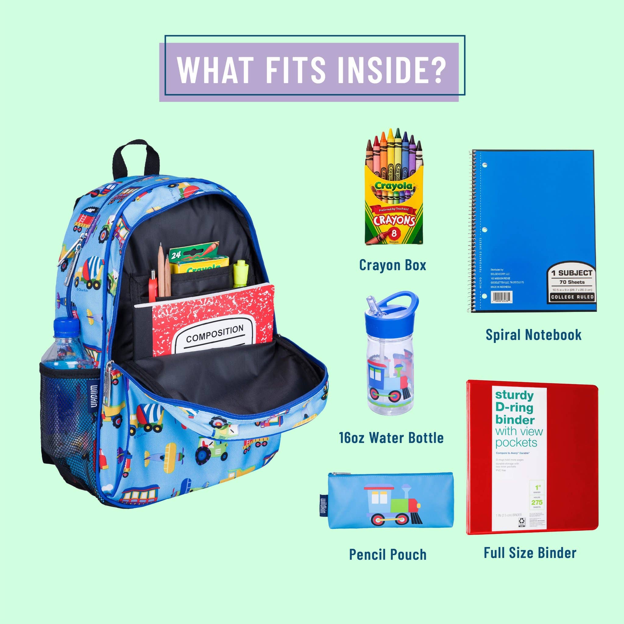 Wildkin - Wholesale Backpack - Kids - Trains Planes and Trucks Backpack - 15 Inch5