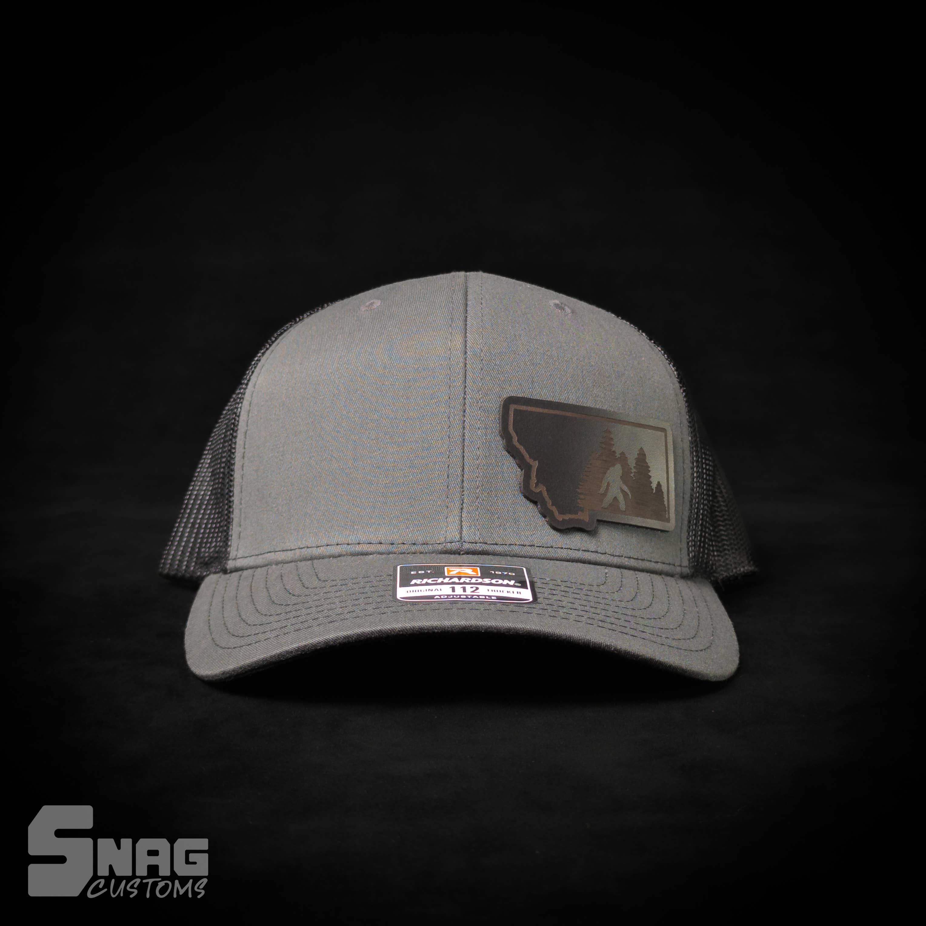 Snag Customs - Wholesale Trucker Hat - Unisex - Montana Sasquatch, Yeti, Bigfoot Leather Patch Hat9