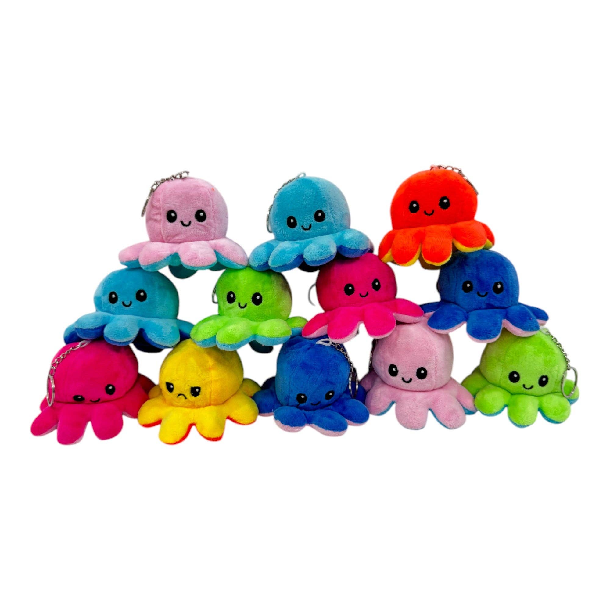 ASSORTITI Portachiavi Pupazzo di Peluche Polpo Reversibile KC1125-1 (12PC) in vendita all'ingrosso su Faire1