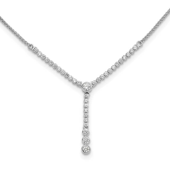 14k White Gold Lab Grown Diamond Tennis Style Bolo Necklace 1 ctw for wholesale by Fine Diamond