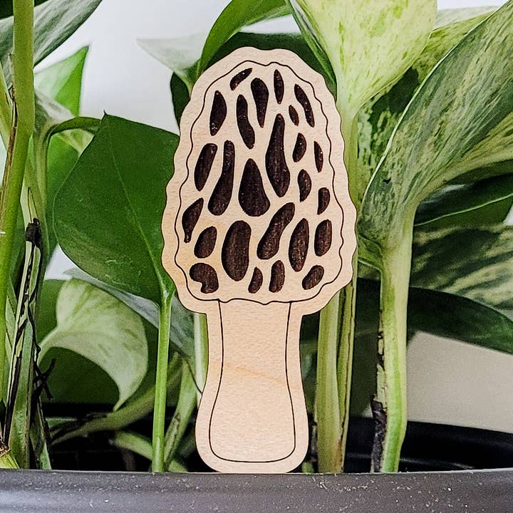 Morel Mushroom Decorative Houseplant Stake (Wood, 2 Sizes) for wholesale by Leaf & Node
