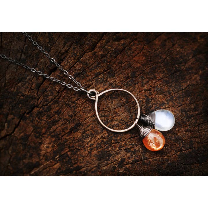Circle Of Life Eclipse Necklace // Sun And Moon // Amazing Unique Gemstones // Yin & Yang // Balance // Lovingly Handmade In Hawaii // for wholesale by Treehouse Jewelry Hawaii