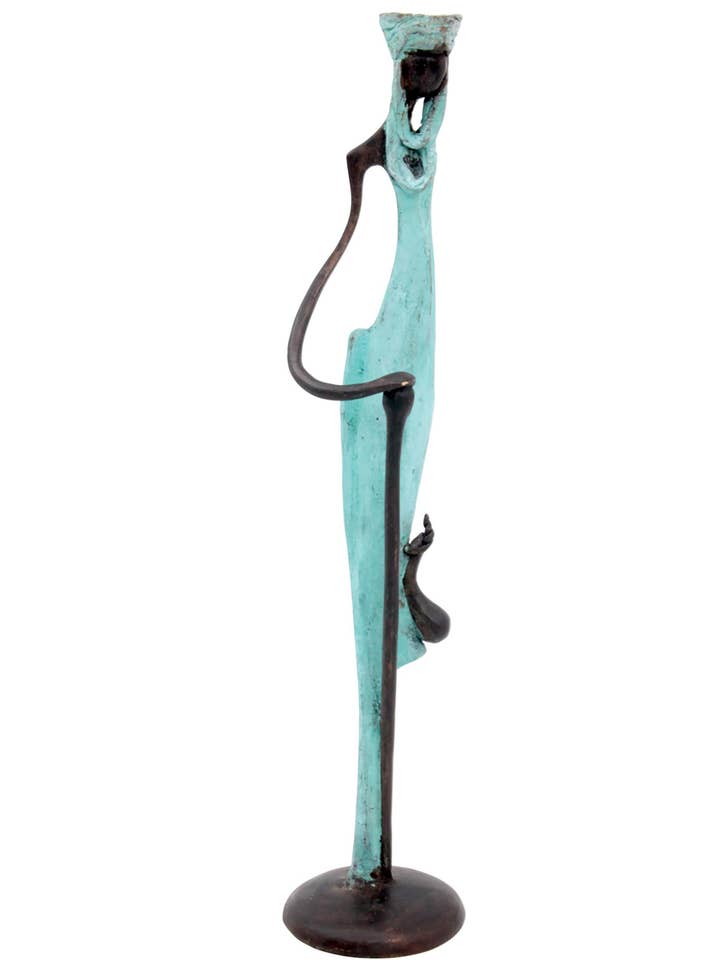 Bronze von Abdoulaye 35 cm türkis Nr. 1 für den Großhandel von Lafi Bala