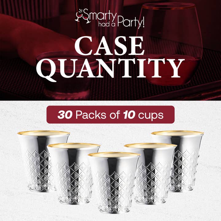 Smarty had a Party - Wholesale Disposable Cup - 5 oz. Metallic Aluminum Silver Plastic Kiddush Cups - 10 pcs