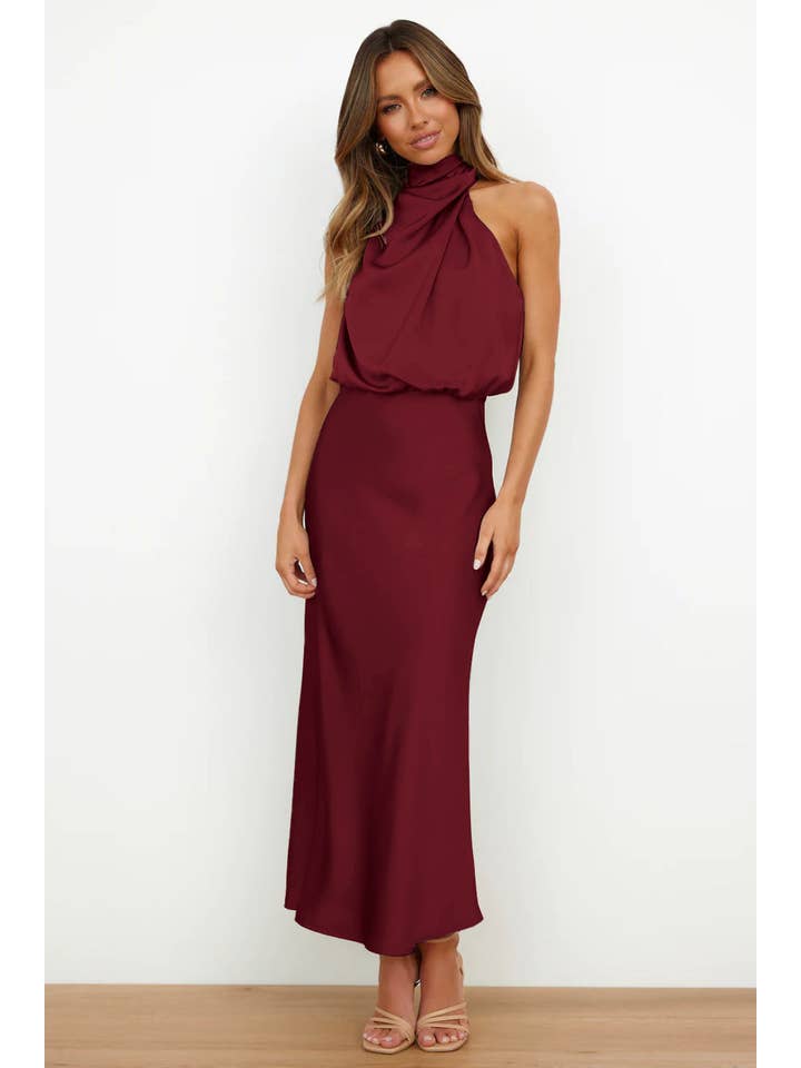 Sweetkama - Wholesale Dress - Women's - Ladies Eleganr Sleeveless Satin Midi Dress GQQT20