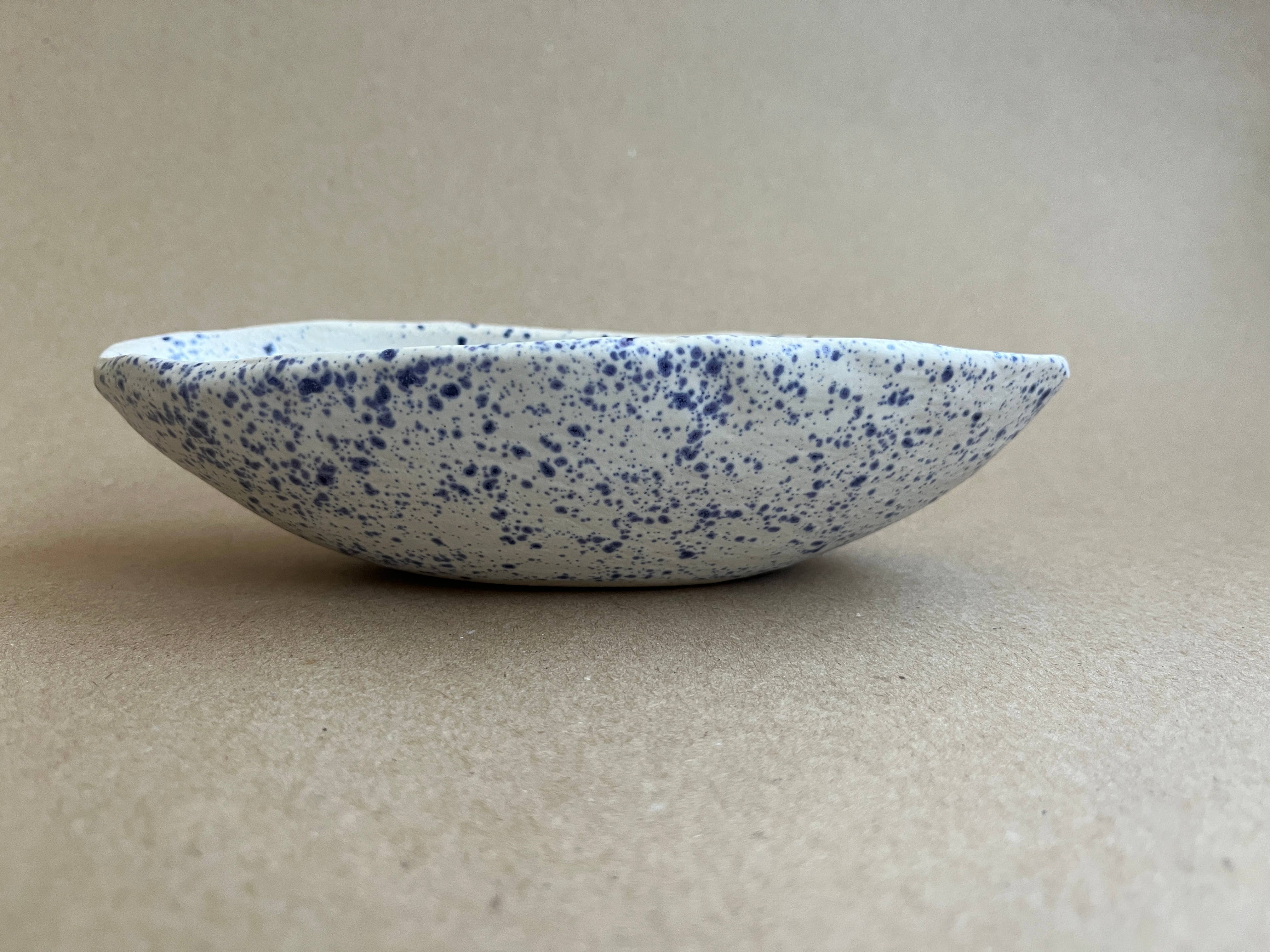Ninth House Goods - Wholesale Decorative Tray - Blue Splatter Ceramic Hand-Built Oval Tray3