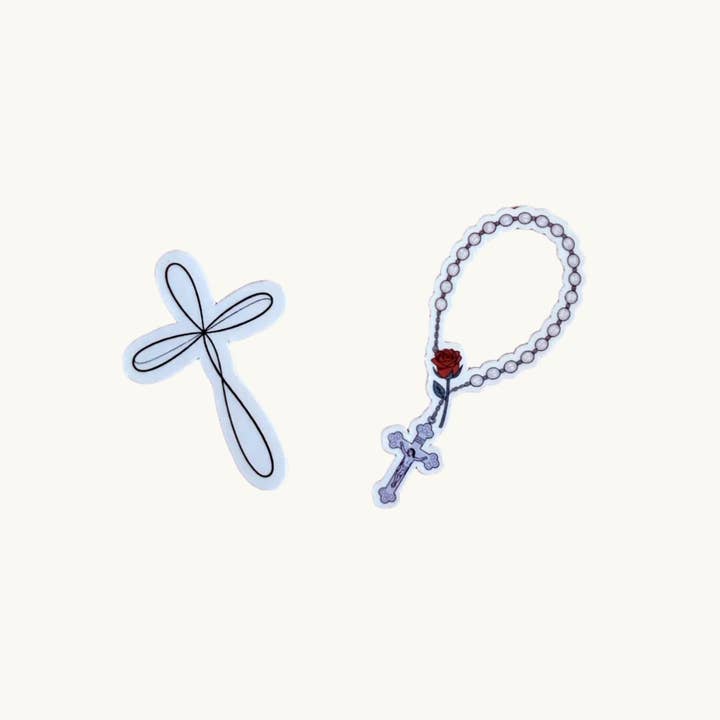 Christian Cross and Rosary Sticker Set for wholesale by The sticker era