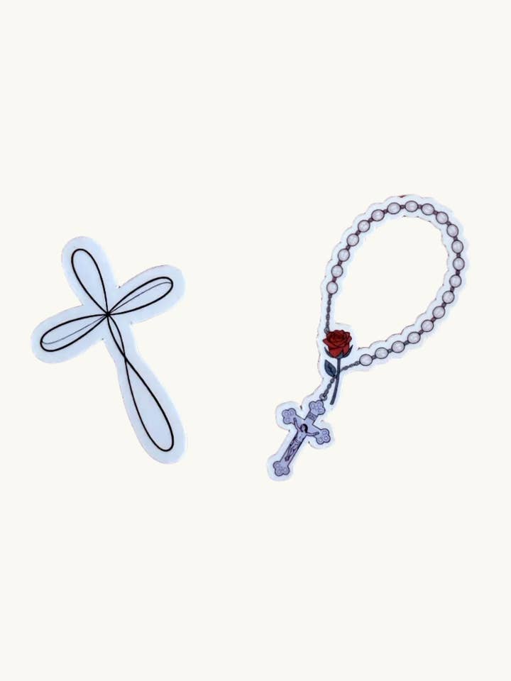 Christian Cross and Rosary Sticker Set for wholesale by The sticker era