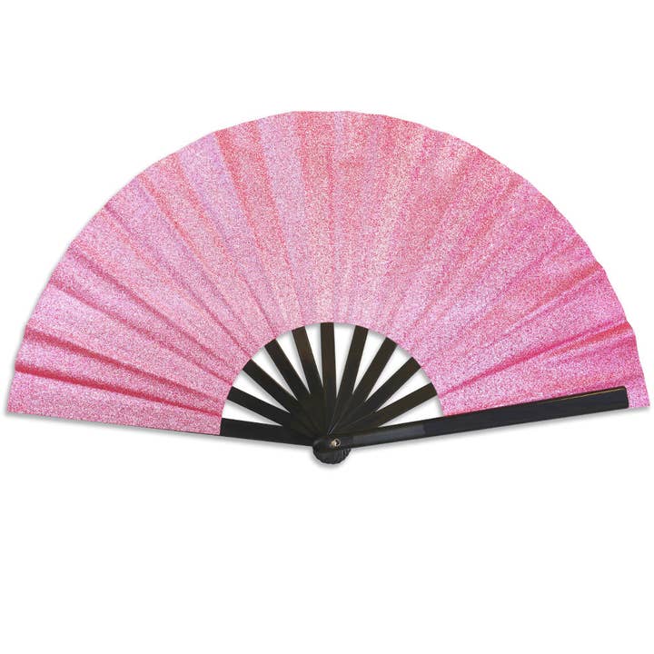 Glitter Pink X-Large Hand Fan for wholesale by Flags Importer