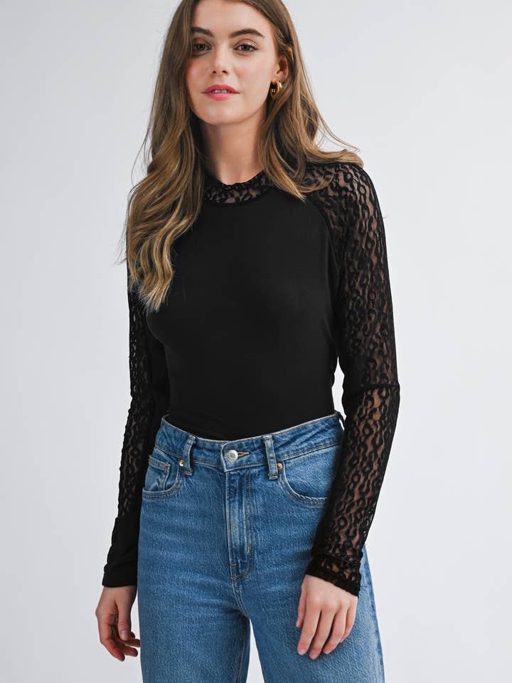 Haut à manches longues en maille patchwork léopard | S-XL pour la vente par Aapparella