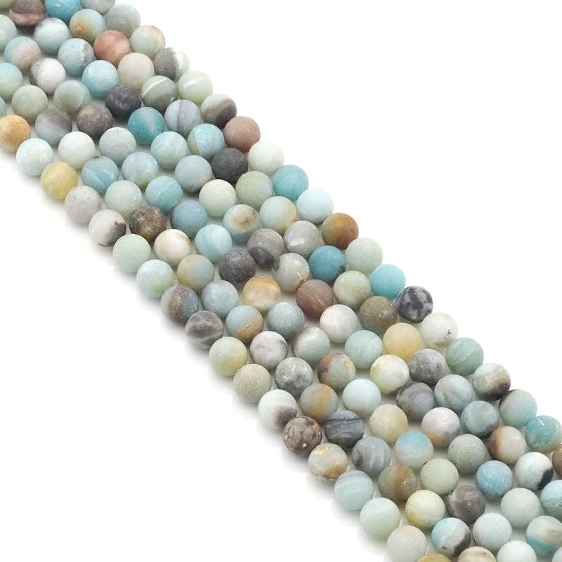 BestBeads&Beyond - Wholesale Beads - Genuine Matt Amazonite Round Smooth Beads, 6mm/8mm/10mm, Sku#U15562