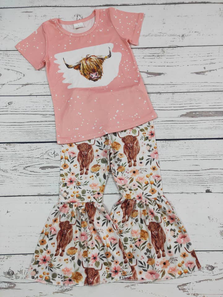 sassy kids palace - Wholesale Top & Pant Set - Kids - Baby Girls Flower Cows Top Pants Set