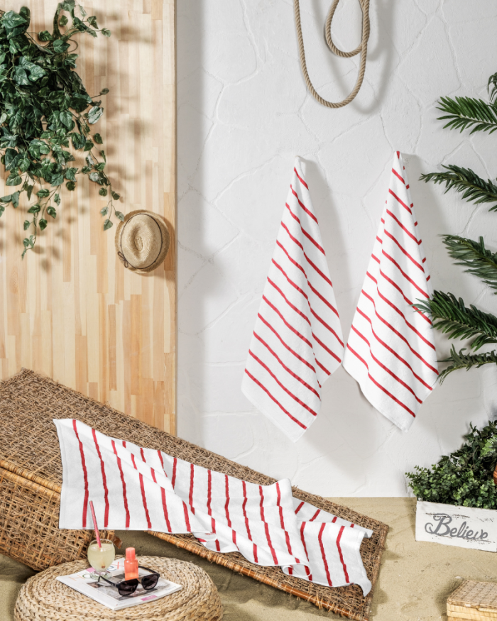 Globaltex Fine Linens - Wholesale Beach Towel - Red Stripe Pool and Beach Towel (Single)2