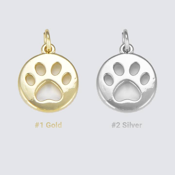 Beads Creation - Wholesale Individual Charm/Pendant - Gold Filled Paw Print Charm, Dog/Cat Paw Pendant, CP1525