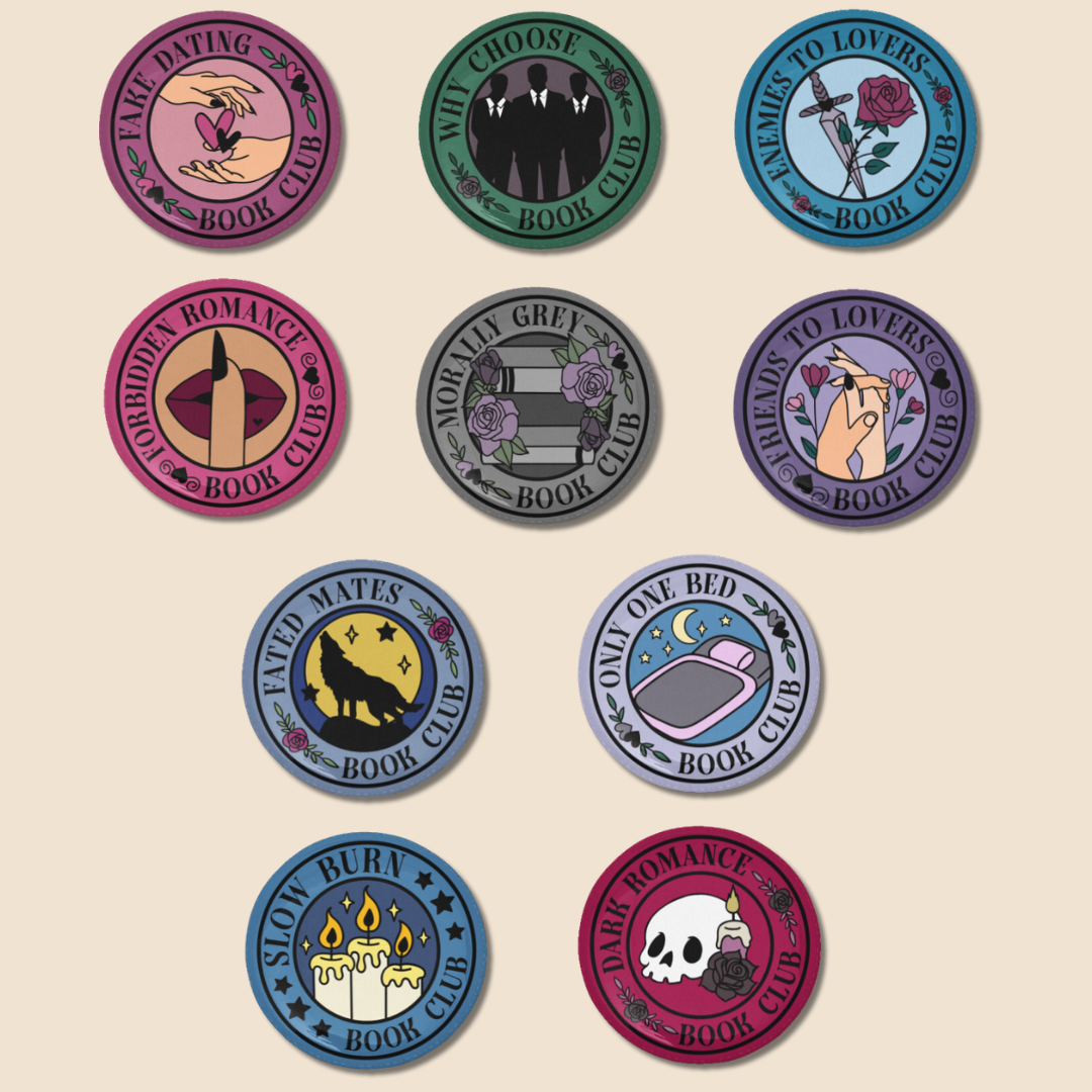 Indigo Maiden - Wholesale Lapel Pin/Button - Romance Trope Button Assortment1