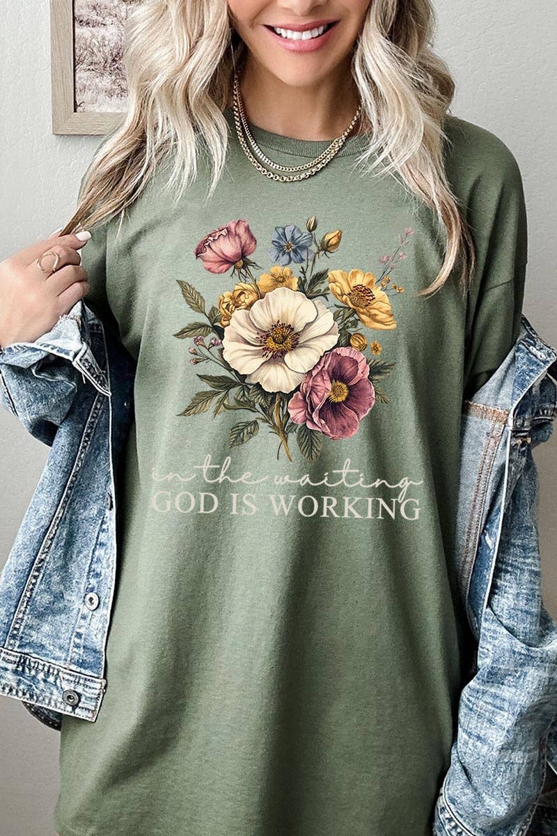 COLORBEAR - Wholesale T-Shirt (Graphic) - Unisex - God is Working Vintage Floral Heavy Cotton Tee9