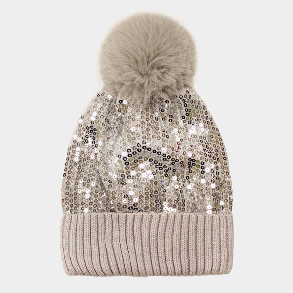 Sensibling Corp. - Wholesale Beanie - Women's - Sequin Embellished Pom Pom Beanie Hat9