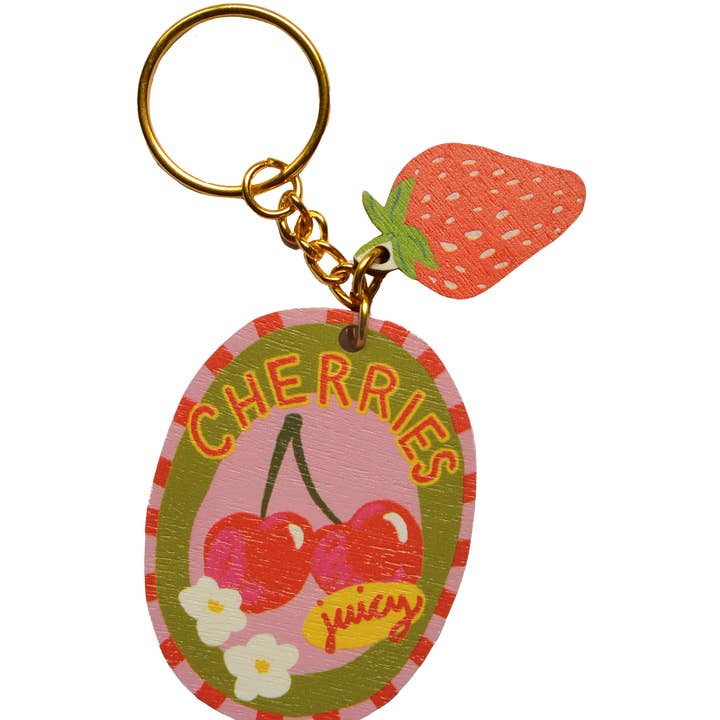 Laura Barnes Wholesale Ltd – wholesale Keychain – Women's – Cherries sticker charm keychain1