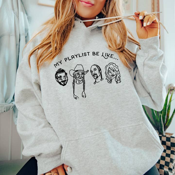 Sweat à capuche col rond Playlist Music Lover 135 pour la vente par 208T2.0