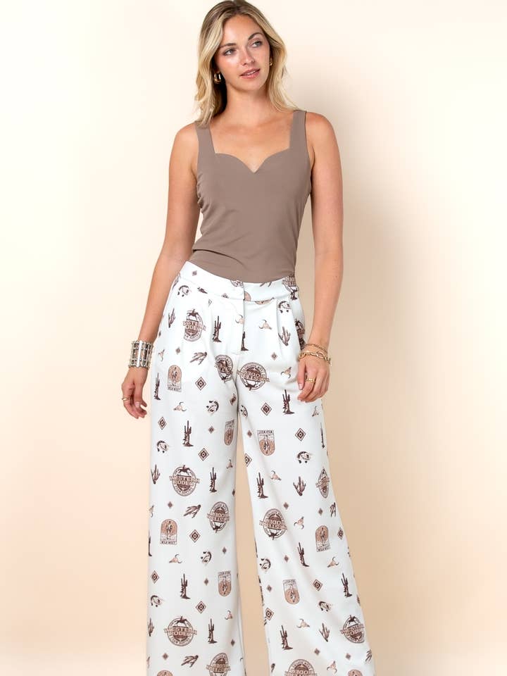 P1261-6508-Pantaloni Stevie Western Rodeo con Stampa Cactus per la vendita all'ingrosso da parte di Nylon Apparel