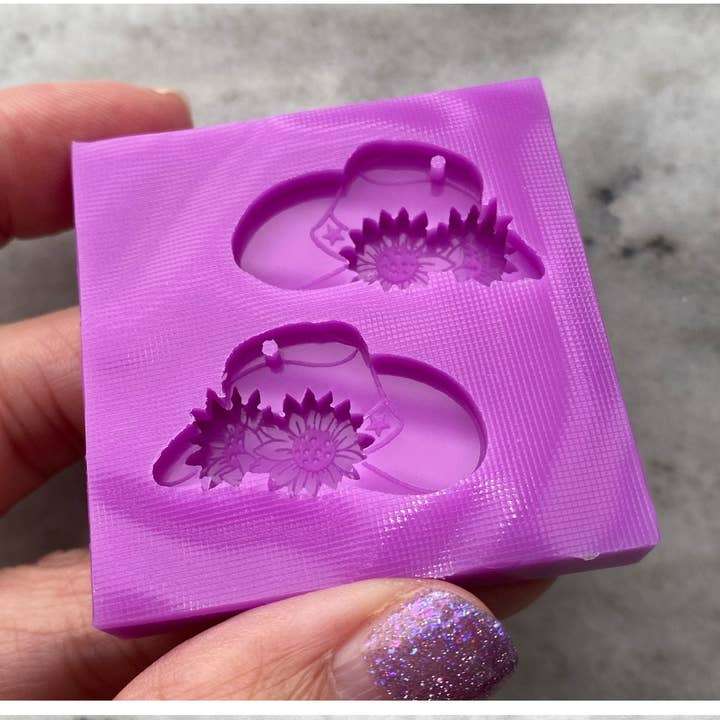 3D, Cowgirl Hat Earring Silicone Mould, for wholesale by EllaRaeMouldsVinyls