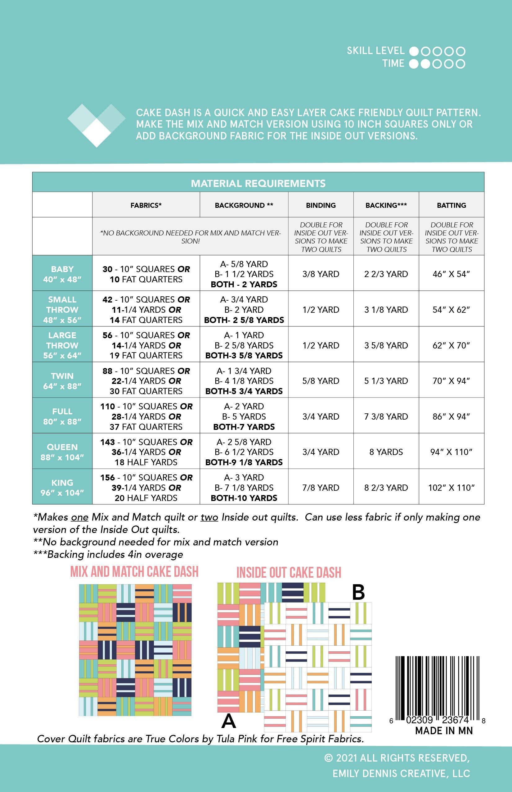 Quilty Love - Wholesale Craft Sewing Kit - Cake Dash printed PAPER Quilt Pattern8