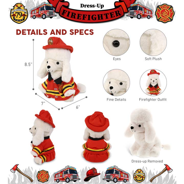 Cota Global - Wholesale Stuffed/Plush Toy - Kids & Baby - Plush Fireman - Super Soft Plush - White Poodle Dog2