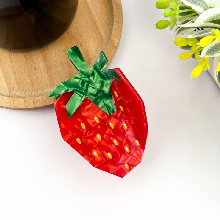 TheDivaSoap - Wholesale Hair Clip - Women's - Cartoon Strawberry Hair Claw Clip,Fruit Hair Clip