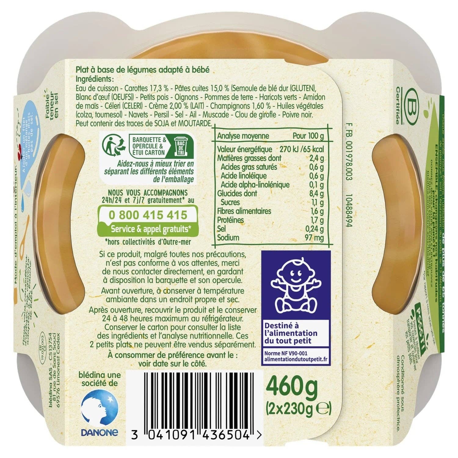 Amuse Bouche - Venta al por mayor Pasta - Comida para bebés a partir de 12 meses Espaguetis y Crema de Verduras Blédichef BLEDINA1