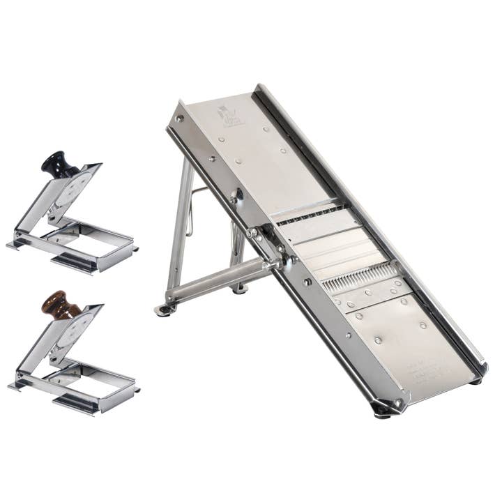 Mandoline inox professionnelle avec chariot - 3 & 10 mm pour la vente par GROUPE LOUIS TELLIER - GOBEL