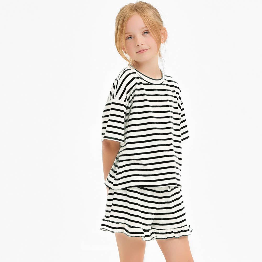 Good Girl – Großhandel Top- & Shorts-Set – Kinder – Gestreiftes Crop-Top und Rüschen-Shorts-Set15