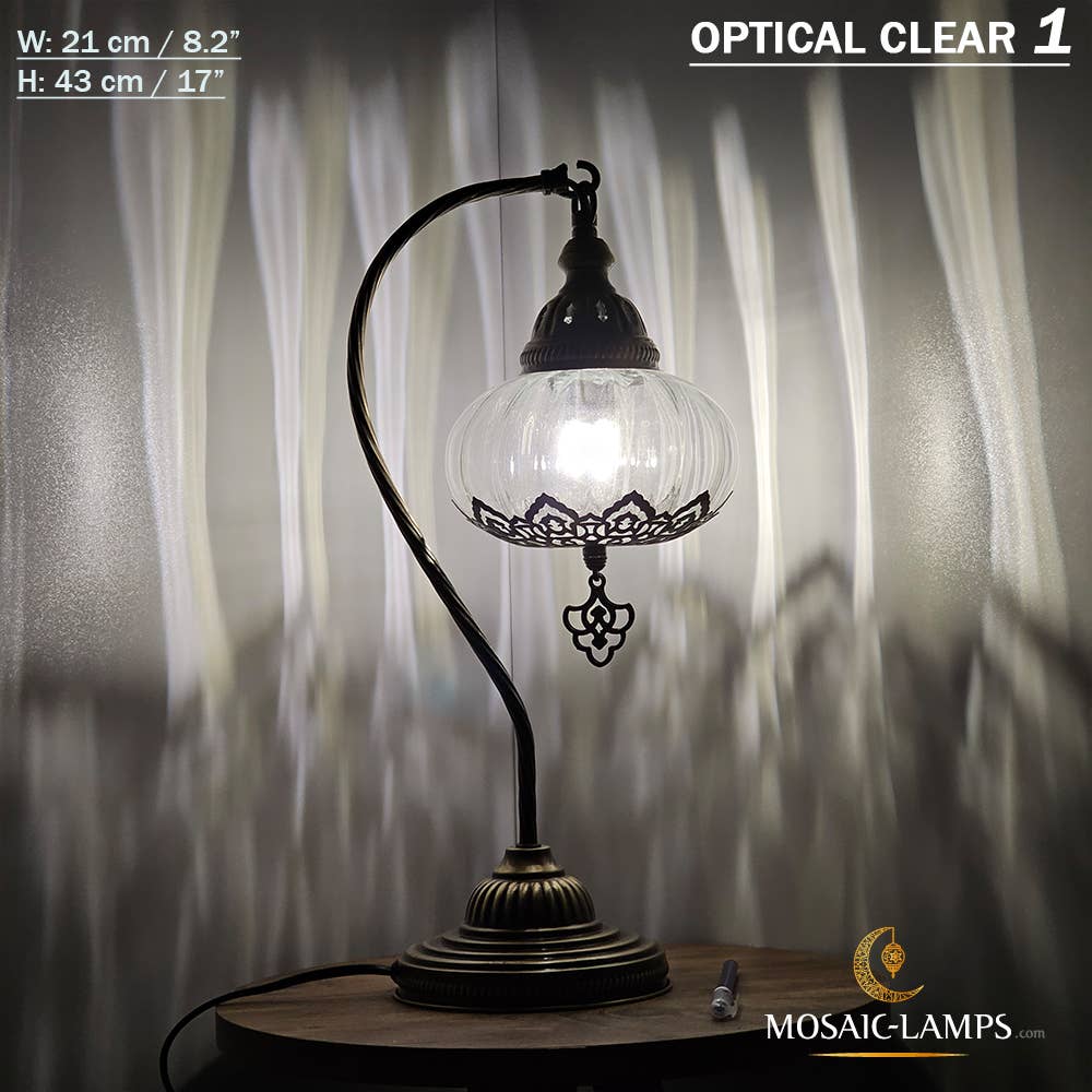 Mosaic Lamps - Vente Lampes d'appoint/de bureau - Lampe de table en verre clair à col de cygne, 8 modèles différents - Ottoman Gooseneck11