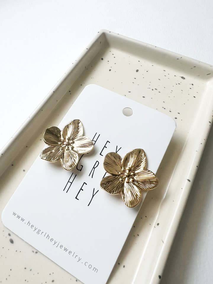 Anora Flower Statement Earrings for wholesale by Hey Grl Hey Jewelry