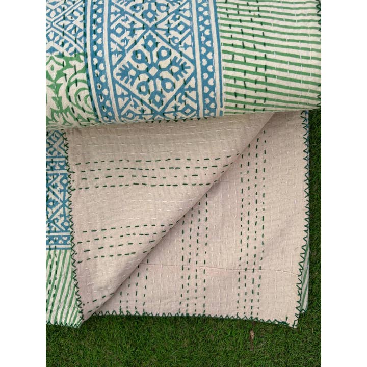 Bhawana Handicrafts - Wholesale Quilt - Indian Cotton Queen Size Kantha Stitch Quilts Curtains Quilt