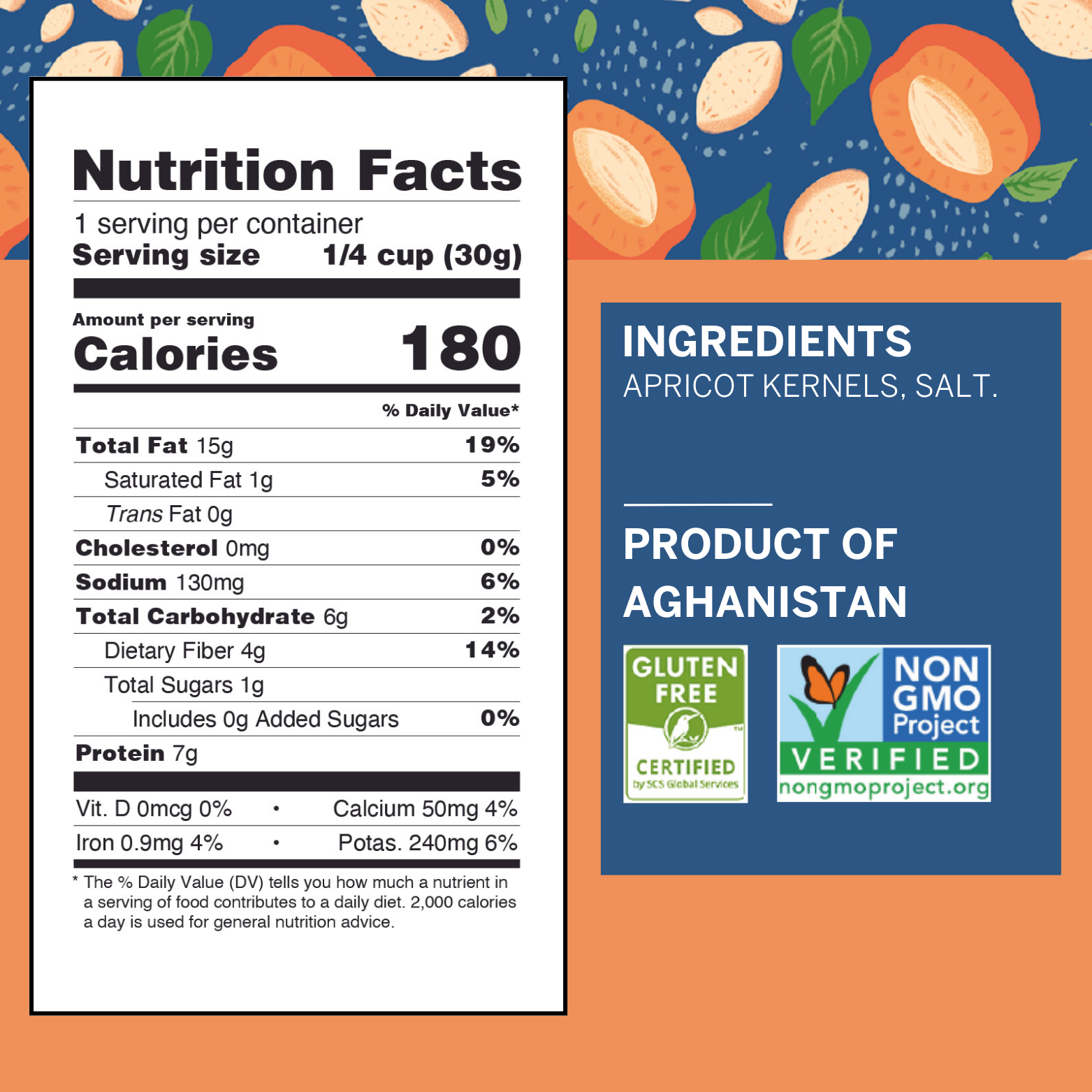 Ziba Foods – wholesale Nötter – Söta aprikosfrön (torrrostad och saltad) Vegan 1oz3