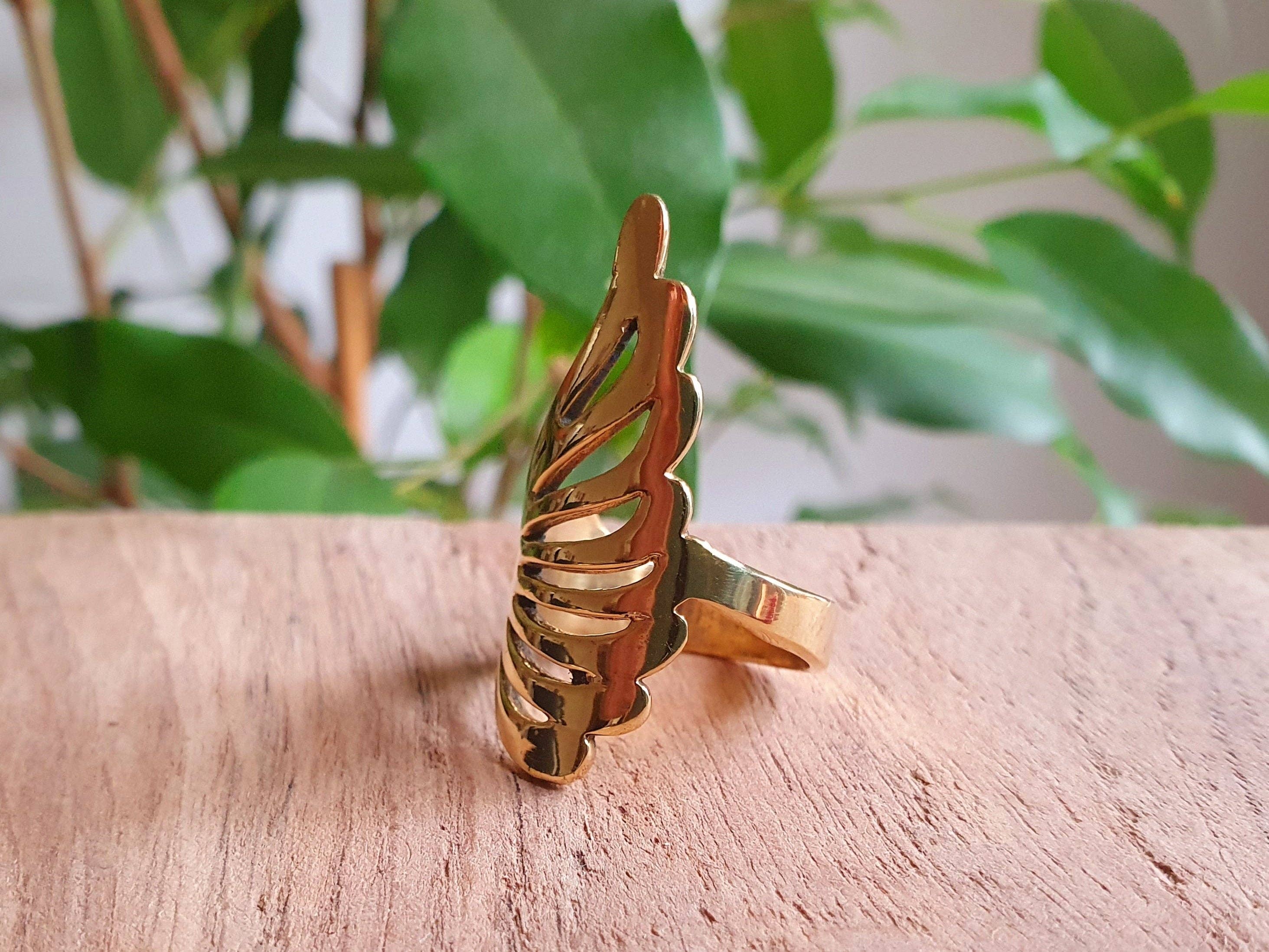 Kaali Boutique - Wholesale Band/Stacked Ring - Gold Angel Wings Ring / Brass / Ethnic, Geometric, rustic, yoga, hippie, gypsy, pretty, psy, boho, bohemian, festival3