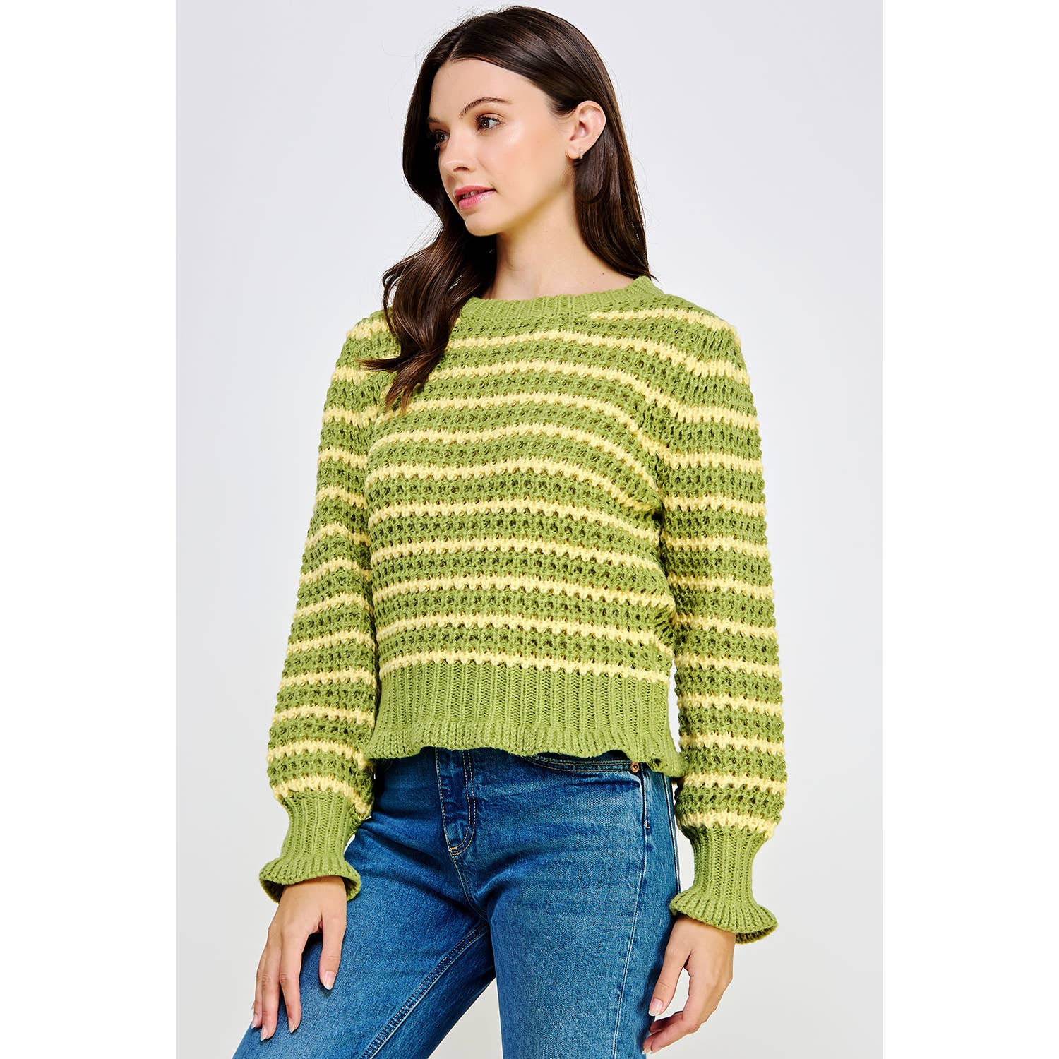 Strut & Bolt - Wholesale Pullover-trui - Dames - Gehaakte trui met gestreepte print4