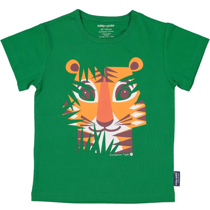 Bio-Kurzarm-T-Shirt für Kinder, Tiger für den Großhandel von Coq En Pate