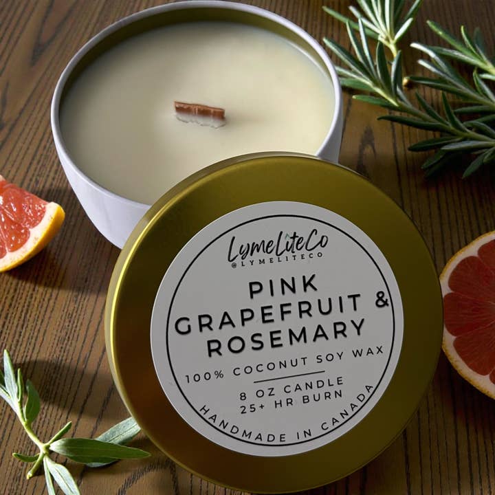 Pink Grapefruit & Rosemary Scented Candle|Coconut Wax Candle for wholesale by Lymeliteco