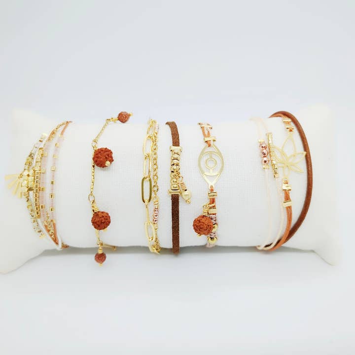 Serie BRA-2 – Boho-chic-armband i guld & terrakotta för wholesale av Bijoux ENORA