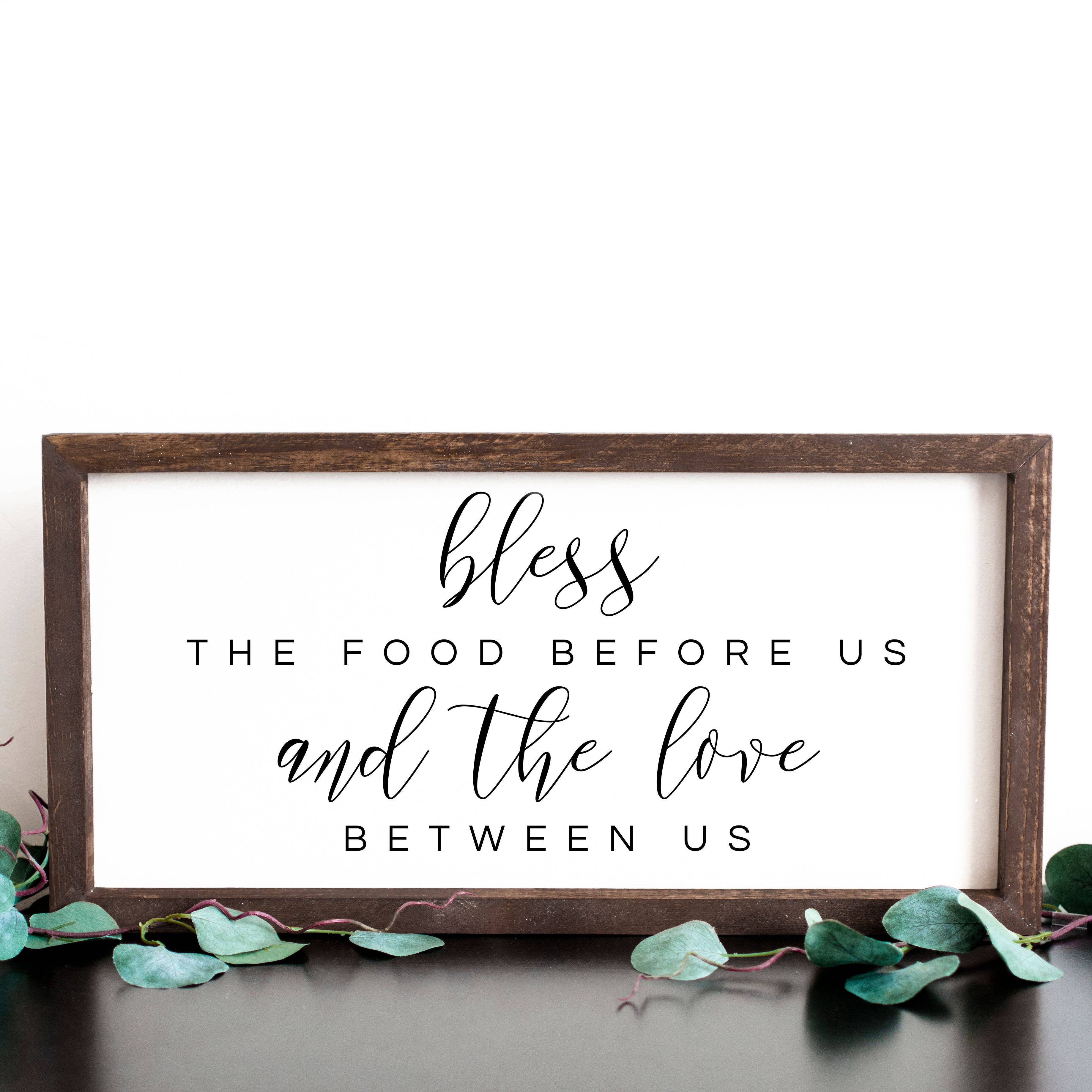 Charming Wood Home - Wholesale Wall Sign - Bless the Food Before Us Painted Wood Sign  0