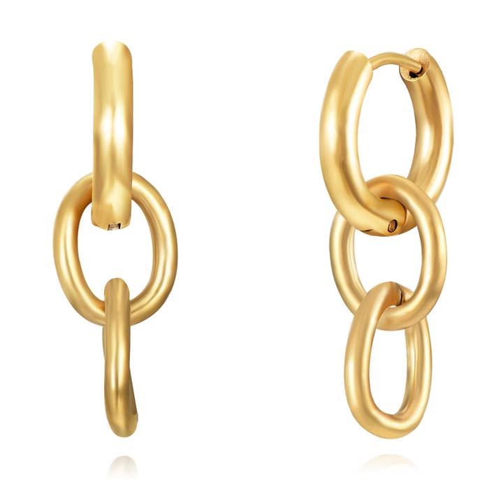 Steel Link Pendant - 32 mm - Gold Color for wholesale by Plata y Minerales