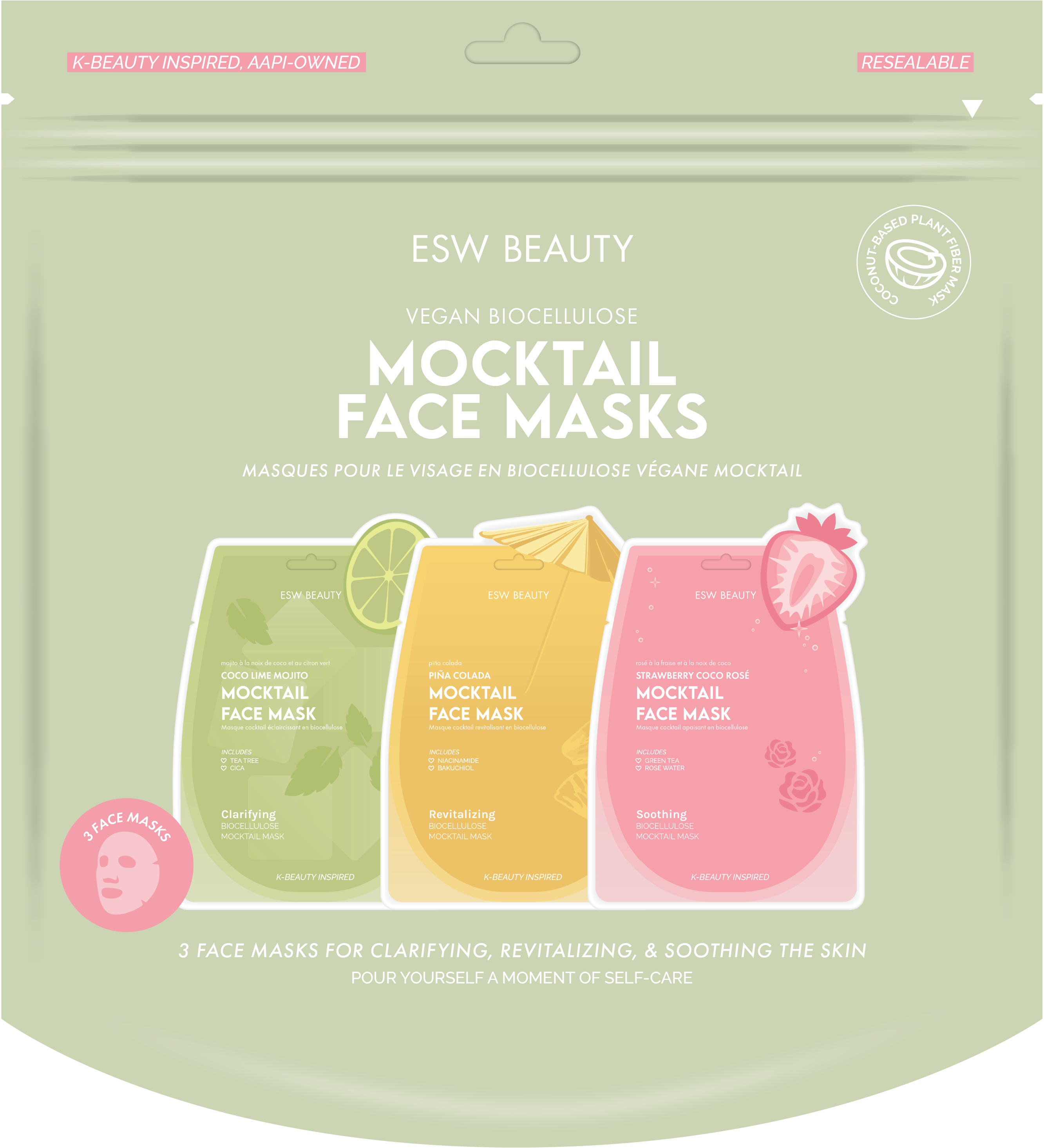 ESW Beauty - Wholesale Skincare Face Mask - Mocktail Biocellulose Face Mask Set1