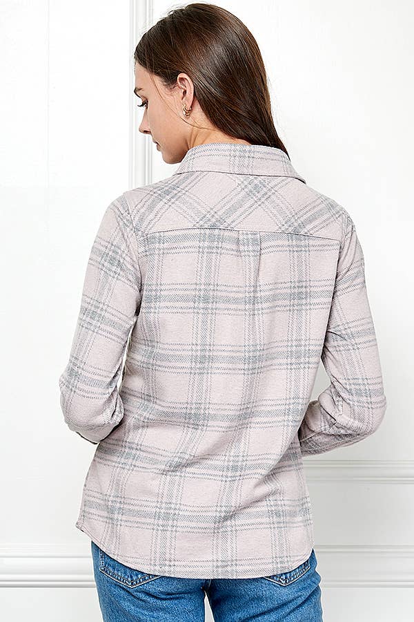 Veracci - Wholesale Button Down Shirt - Women's - Stretch button Up Women Plaid Sweater Shirt44