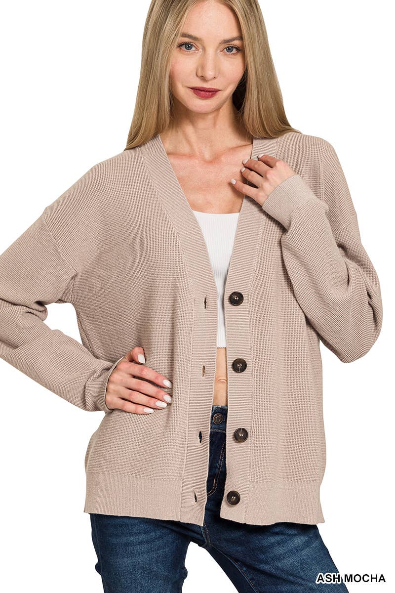 42POPS - Wholesale Cardigan - Women's - .Drop Shoulder Button Front Sweater Cardigan21